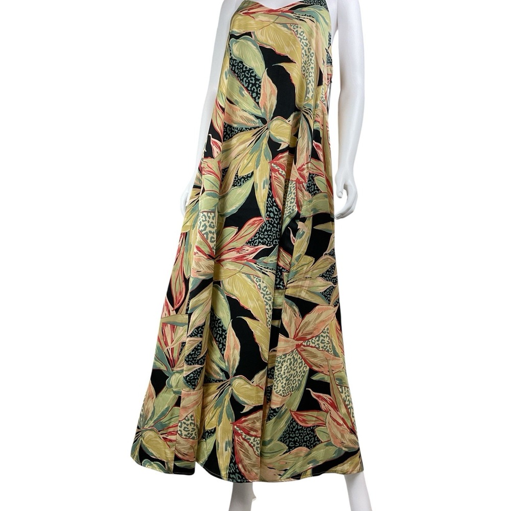 Nicole Miller Tropical Floral Halter Maxi Dress Strappy Racerback M Boho - Picture 5 of 7